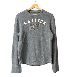 Abercrombie & Fitch Shirt y2k Size Small Gray Muscle Fit Waffle Knit Round Hem